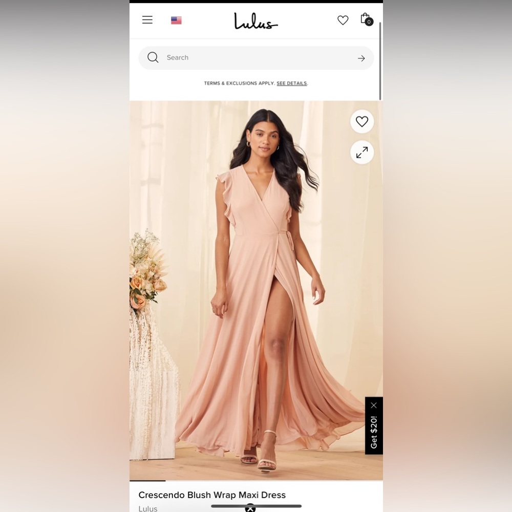 Lulu's Pink Maxi Wrap Dress with Flutter Sleeves